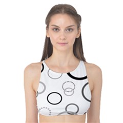 Circle Round Black Grey Tank Bikini Top by Mariart