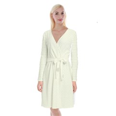 Dots Long Sleeve Velvet Front Wrap Dress