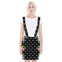 Flower Frame Floral Polkadot White Black Braces Suspender Skirt