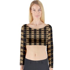 Geometric Shapes Plaid Line Long Sleeve Crop Top by Mariart