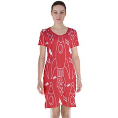 Moon Red Rocket Space Short Sleeve Nightdress by Mariart