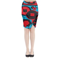 Stancilm Circle Round Plaid Triangle Red Blue Black Midi Wrap Pencil Skirt by Mariart