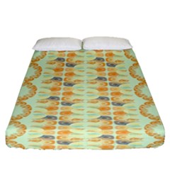 Ethnic Orange Pattern Fitted Sheet (queen Size) by linceazul