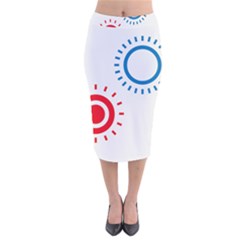 Color Light Effect Control Mode Circle Red Blue Velvet Midi Pencil Skirt by Mariart