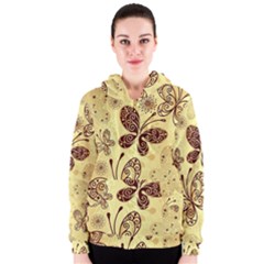 Butterfly Animals Fly Purple Gold Polkadot Flower Floral Star Sunflower Women s Zipper Hoodie by Mariart