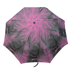 Feathers Quill Pink Grey Folding Umbrellas by Mariart