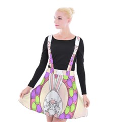 Make An Easter Egg Wreath Rabbit Face Cute Pink White Suspender Skater Skirt by Mariart