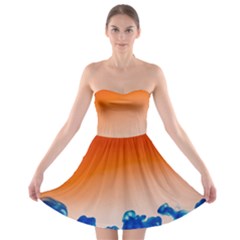 Simulate Weather Fronts Smoke Blue Orange Strapless Bra Top Dress by Mariart