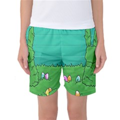 Rabbit Easter Green Blue Egg Women s Basketball Shorts by Mariart