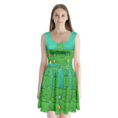 Rabbit Easter Green Blue Egg Split Back Mini Dress  by Mariart