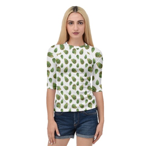 Leaves Motif Nature Pattern Quarter Sleeve Tee by dflcprintsclothing