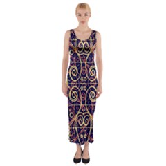 Tribal Ornate Pattern Fitted Maxi Dress by dflcprintsclothing