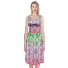 Summer Bloom In Festive Mood Midi Sleeveless Dress by pepitasart