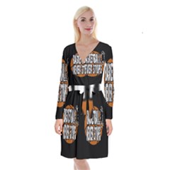 Basketball Never Stops Long Sleeve Velvet Front Wrap Dress