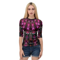 Pink Vortex Half Kaleidoscope  Quarter Sleeve Tee