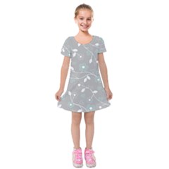 Floral Pattern Kids  Short Sleeve Velvet Dress by Valentinaart