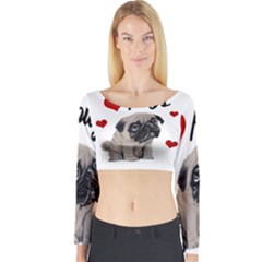 Love Pugs Long Sleeve Crop Top by Valentinaart