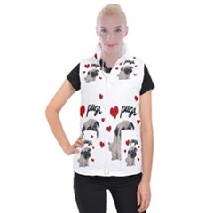 Love Pugs Women s Button Up Puffer Vest by Valentinaart