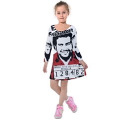 Pablo Escobar  Kids  Long Sleeve Velvet Dress by Valentinaart