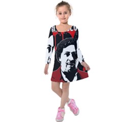 Pablo Escobar  Kids  Long Sleeve Velvet Dress by Valentinaart