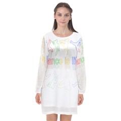 Dance Is Life Long Sleeve Chiffon Shift Dress 