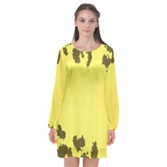 Banner Polkadot Yellow Grey Spot Long Sleeve Chiffon Shift Dress  by Mariart