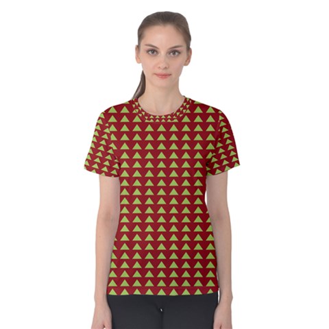 Hawthorn Sharkstooth Triangle Green Red Women s Cotton Tee by Mariart