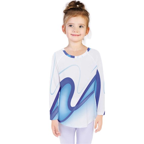 Glittering Abstract Lines Blue Wave Chefron Kids  Long Sleeve Tee by Mariart