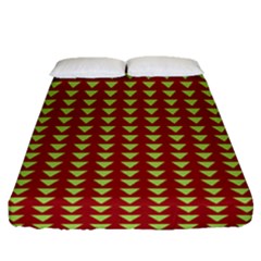 Hawthorn Sharkstooth Triangle Green Red Full Fitted Sheet (queen Size) by Mariart