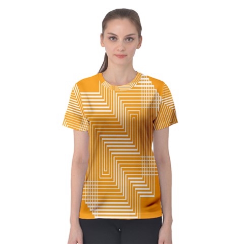 Orange Line Plaid Women s Sport Mesh Tee by Mariart