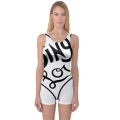 Singer Love Sign Heart One Piece Boyleg Swimsuit by Mariart