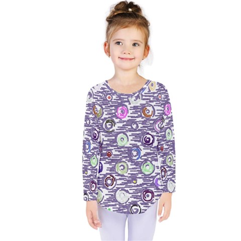 Painted Circles              Kids  Long Sleeve Tee by LalyLauraFLM