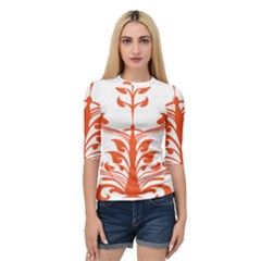 Tree Leaf Flower Orange Sexy Star Quarter Sleeve Tee