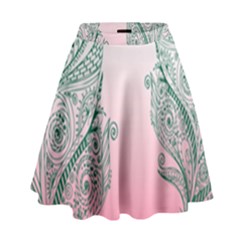 Toggle The Widget Bar Leaf Green Pink High Waist Skirt by Mariart