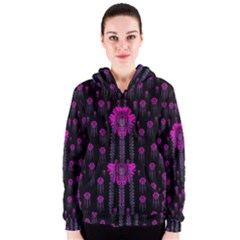 Wonderful Jungle Flowers In The Dark Women s Zipper Hoodie by pepitasart