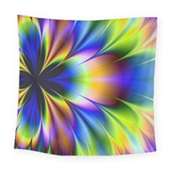 Bright Flower Fractal Star Floral Rainbow Square Tapestry (large) by Mariart