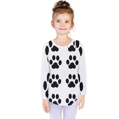 Claw Black Foot Chat Paw Animals Kids  Long Sleeve Tee by Mariart