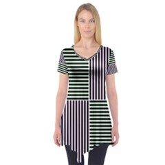 Mccollough Test Image Colour Effec Line Short Sleeve Tunic  by Mariart