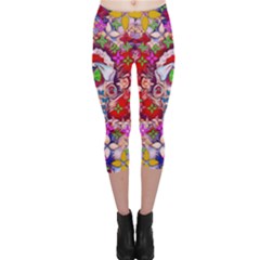 Hawaiian Poi Cartoon Dog Capri Leggings  by pepitasart