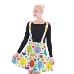 Cute Owl Suspender Skater Skirt by Nexatart