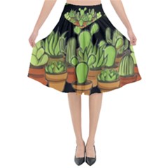 Cactus - Dont Be A Prick Flared Midi Skirt by Valentinaart