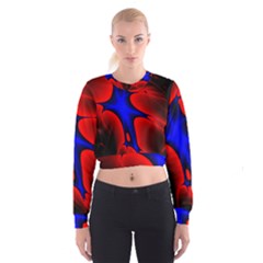 Space Red Blue Black Line Light Cropped Sweatshirt by Mariart