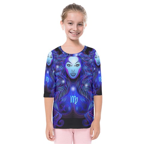 Sign Virgo Zodiac Kids  Quarter Sleeve Raglan Tee by Mariart