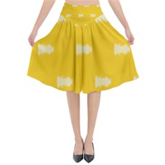 Waveform Disco Wahlin Retina White Yellow Flared Midi Skirt