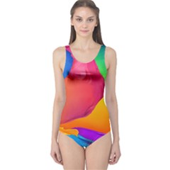 Paint Rainbow Color Blue Red Green Blue Purple One Piece Swimsuit by Mariart