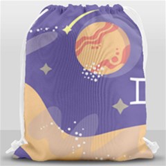 Planet Galaxy Space Star Polka Meteor Moon Blue Sky Circle Drawstring Bag (large) by Mariart