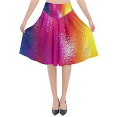 Color Glass Rainbow Green Yellow Gold Pink Purple Red Blue Flared Midi Skirt