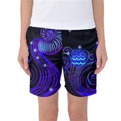 Sign Aquarius Zodiac Women s Basketball Shorts by Mariart