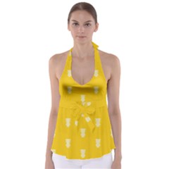 Waveform Disco Wahlin Retina White Yellow Vertical Babydoll Tankini Top