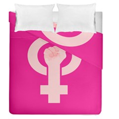 Women Safety Feminist Nail Strong Pink Circle Polka Duvet Cover Double Side (queen Size)